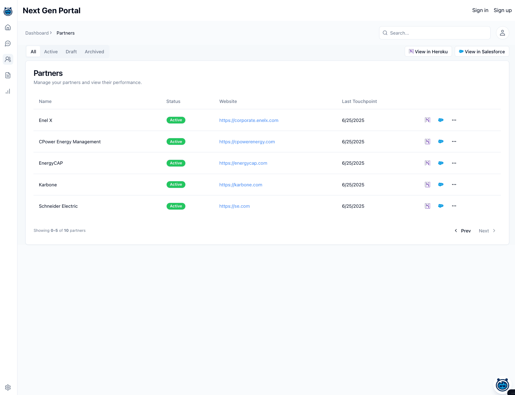 Heroku Next.js application, which runs on Salesforce data via Heroku Connect