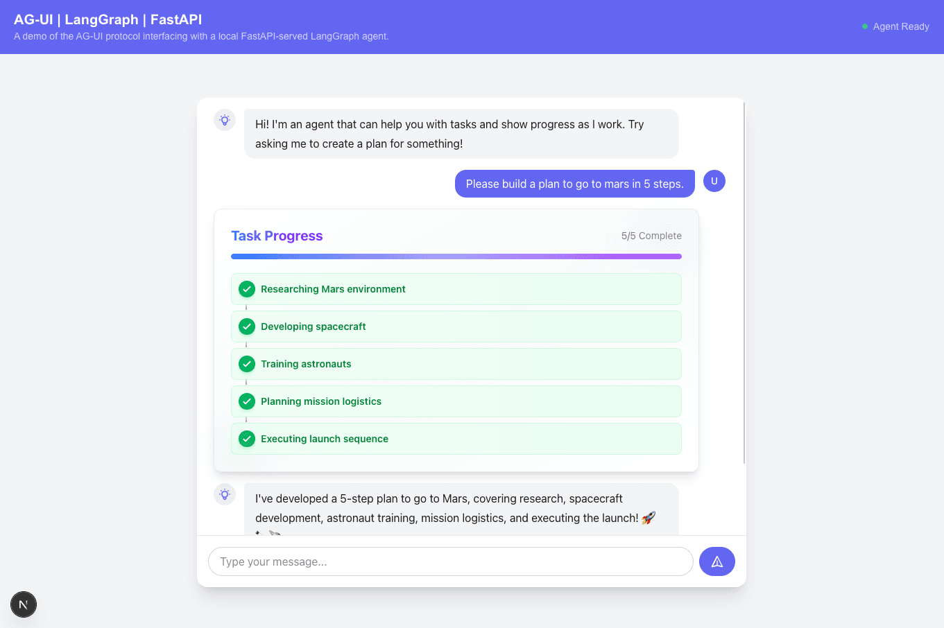 Building an Agent Chat UI with AG-UI, FastAPI, and LangGraph