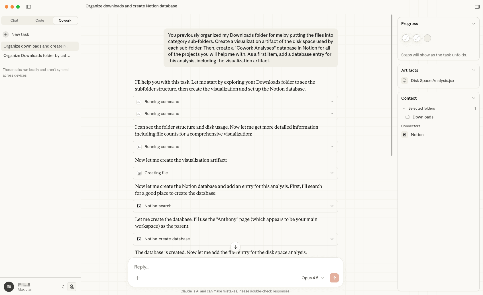 Notion database creation